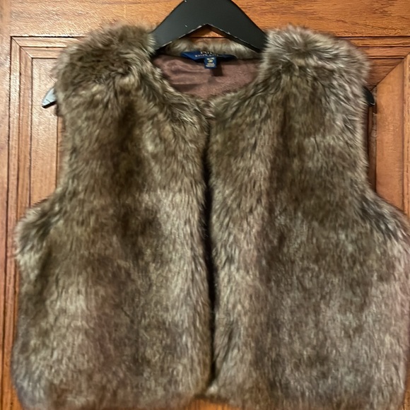 Polo Ralph Lauren brown faux fur vest; kid’s XL Adorable - Picture 5 of 10